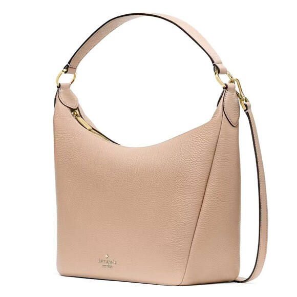 New Kate Spade Leila Hobo Shoulder Bag Pebble Leather Warm Beige - Picture 2 of 5